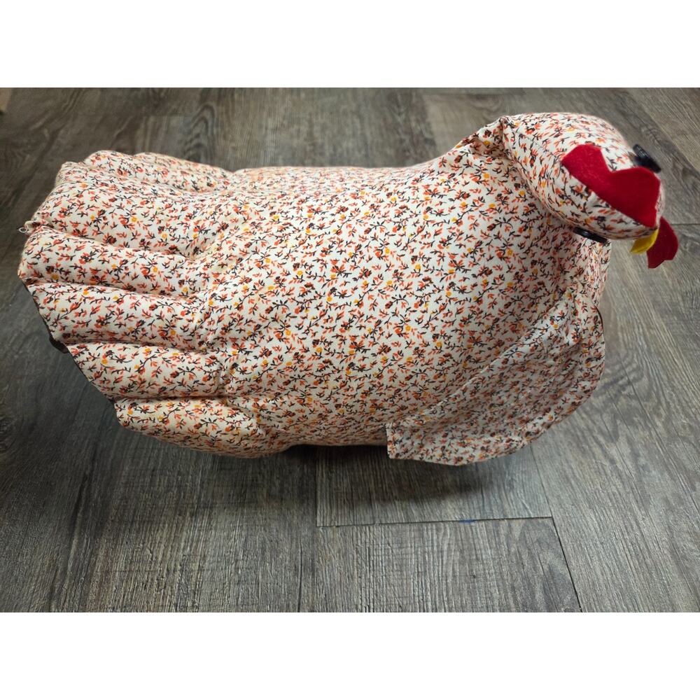Vintage 1980s 1990s Farmhouse Decor Fabric Weighted Chicken Doorstop Cottage - Picture 5 of 6